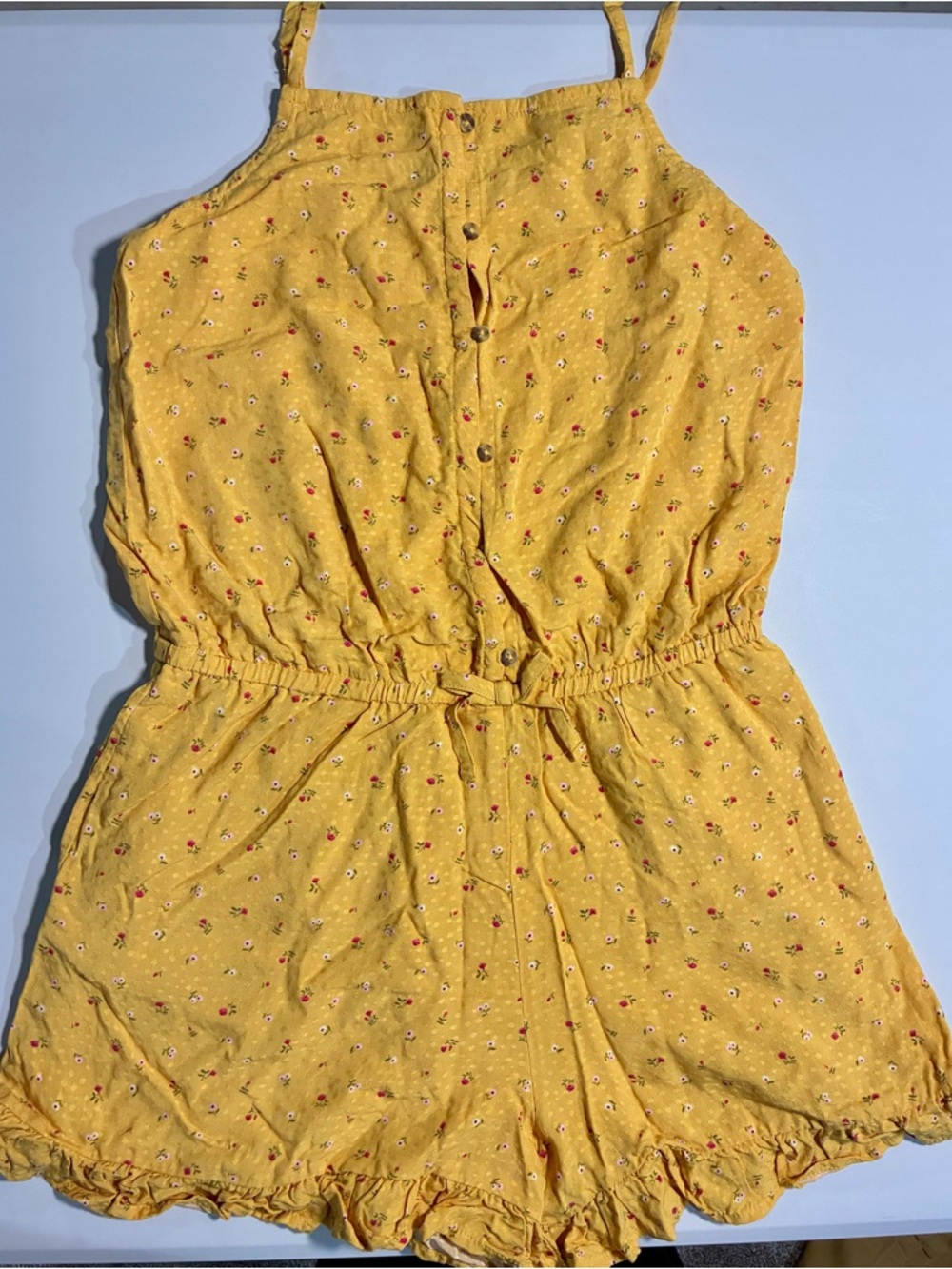 Cat & Jack Yellow Sleeveless Floral Romper